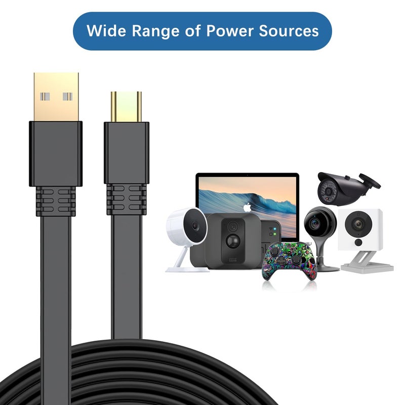 Basesailor Micro USB Power Cable 30FT 2Pack,9M Flat Micro USB Charging Power Cord,Charger for Wyze Cam Pan V4,Yi Cam,Nest Cam,Blink Mini/XT/XT2/3rd Gen Camera,Arlo Q,Furbo Dog,Netvue,Xbox Controller - Image 4